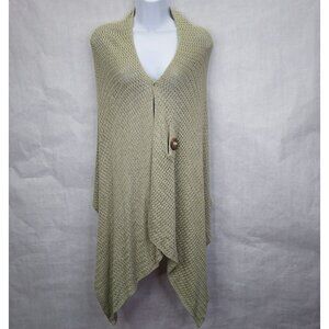Soft Surroundings Waterfall Cardigan Women One Size Rayon Green Open Knit Button